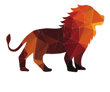 Lion Kids Logo - Ein stilisierter Löwe mit dem Slogan "Löwenstark im Kopf"